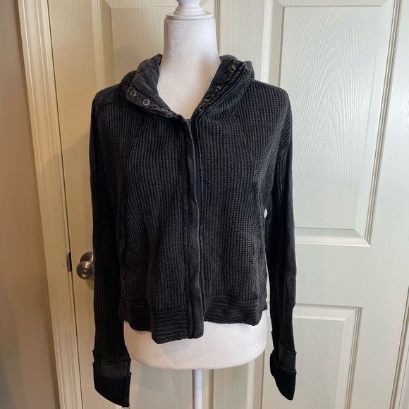 Free People One Mason Charcoal Grey Hoodie small - Picture 2 of 12